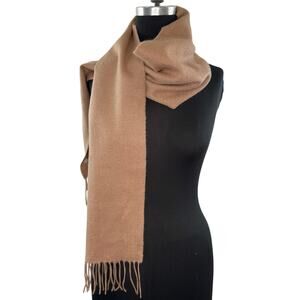 Portofino Tan Camel Rectangle Scarf Cashmere Fringe Hem Causal Around Neck NEW